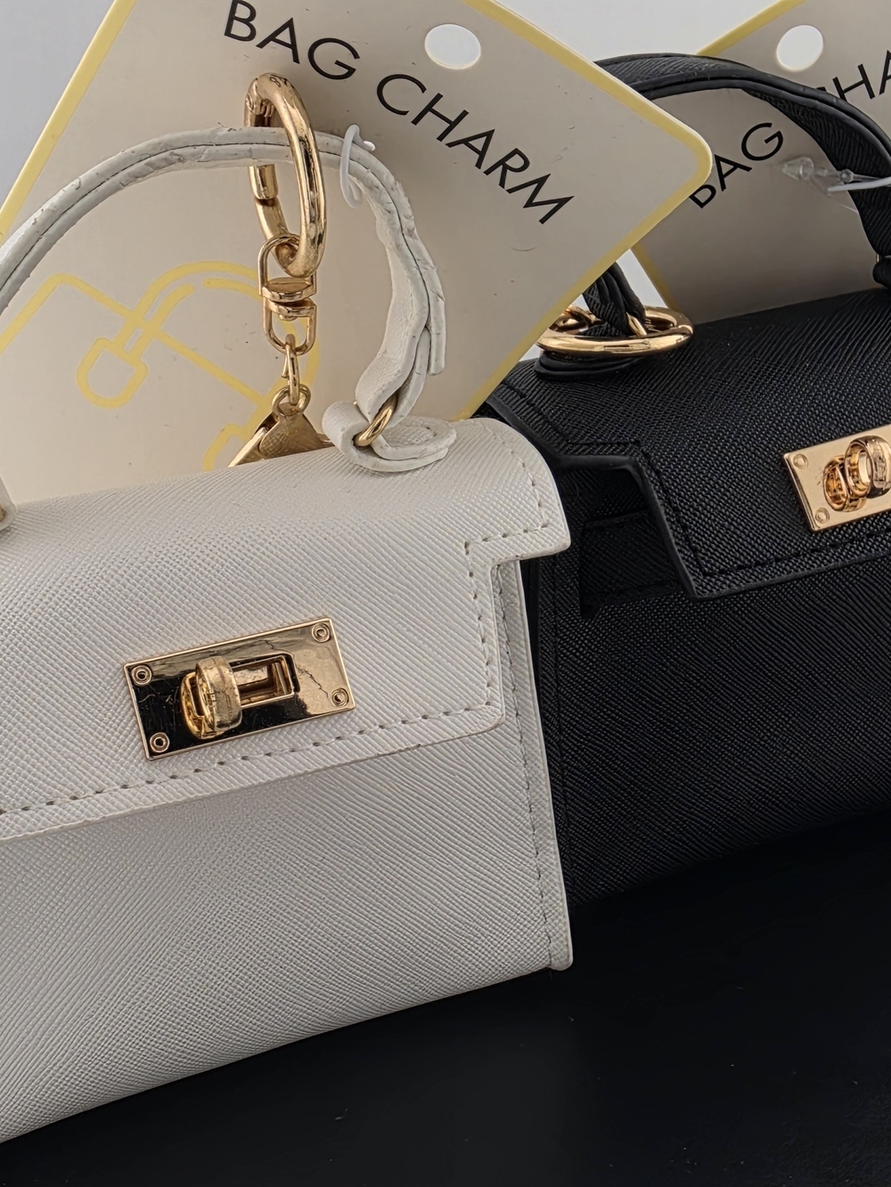 Luxury Mini Bag Charm Keychain - White Or Black - Picture 2 of 7